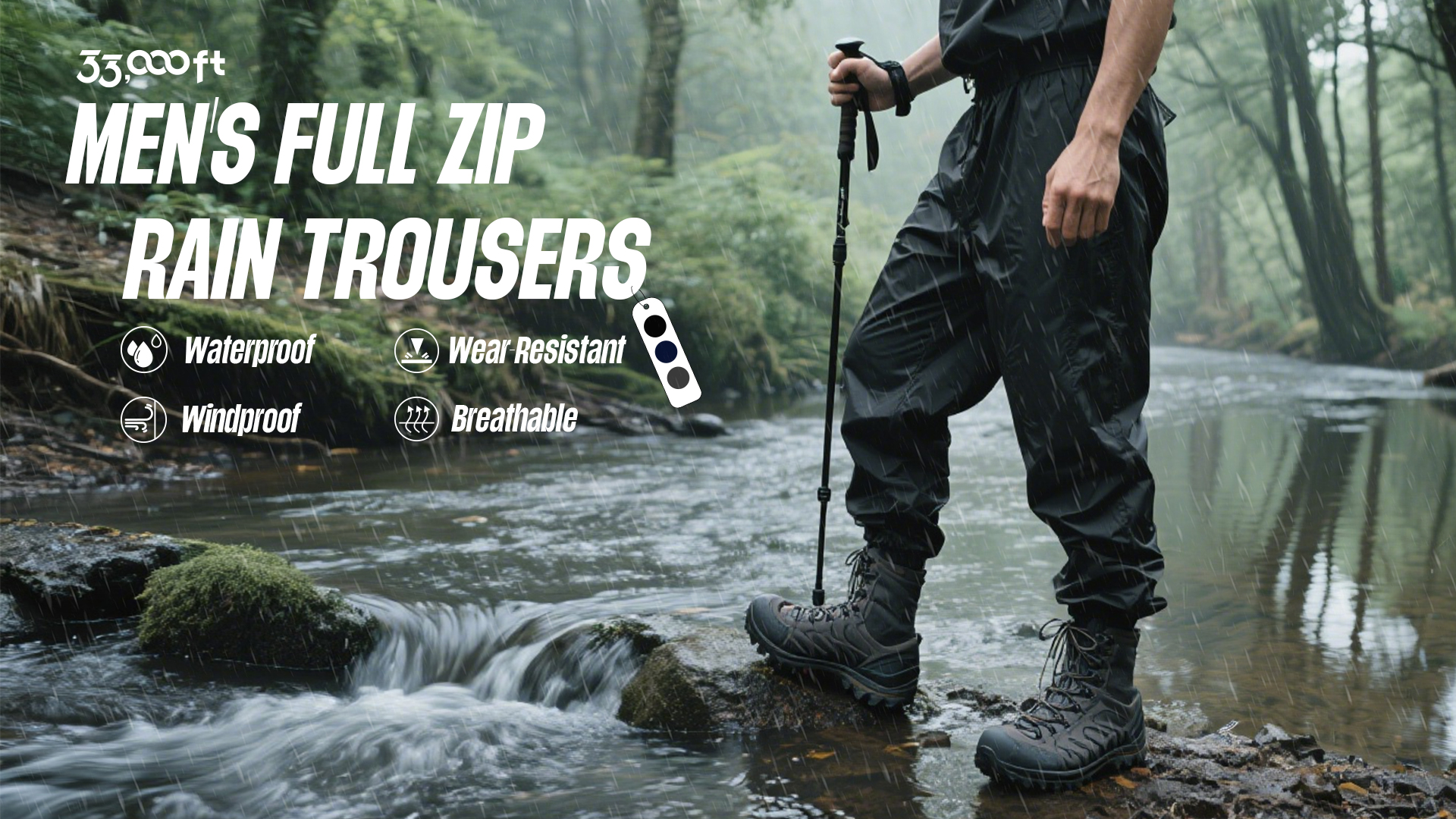 Amazon.com: 33,000ft Men's Rain Pants Full Zip Waterproof Pants